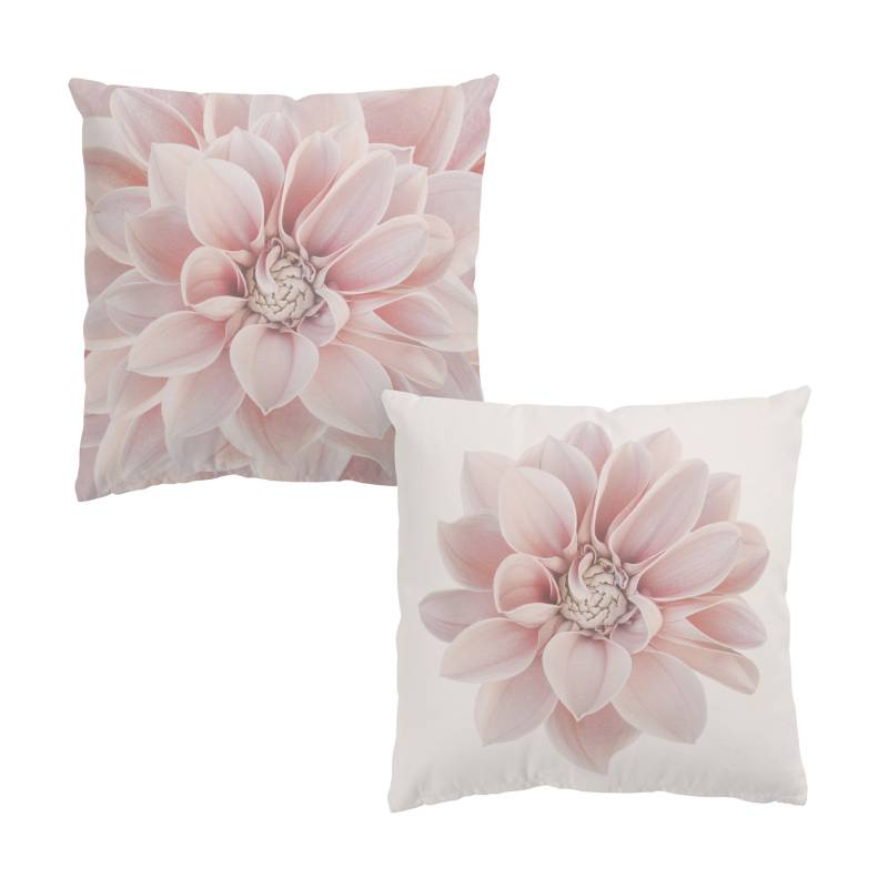 Dekokissen 2er Set Dahlie Blume Pastell Rosa Duo