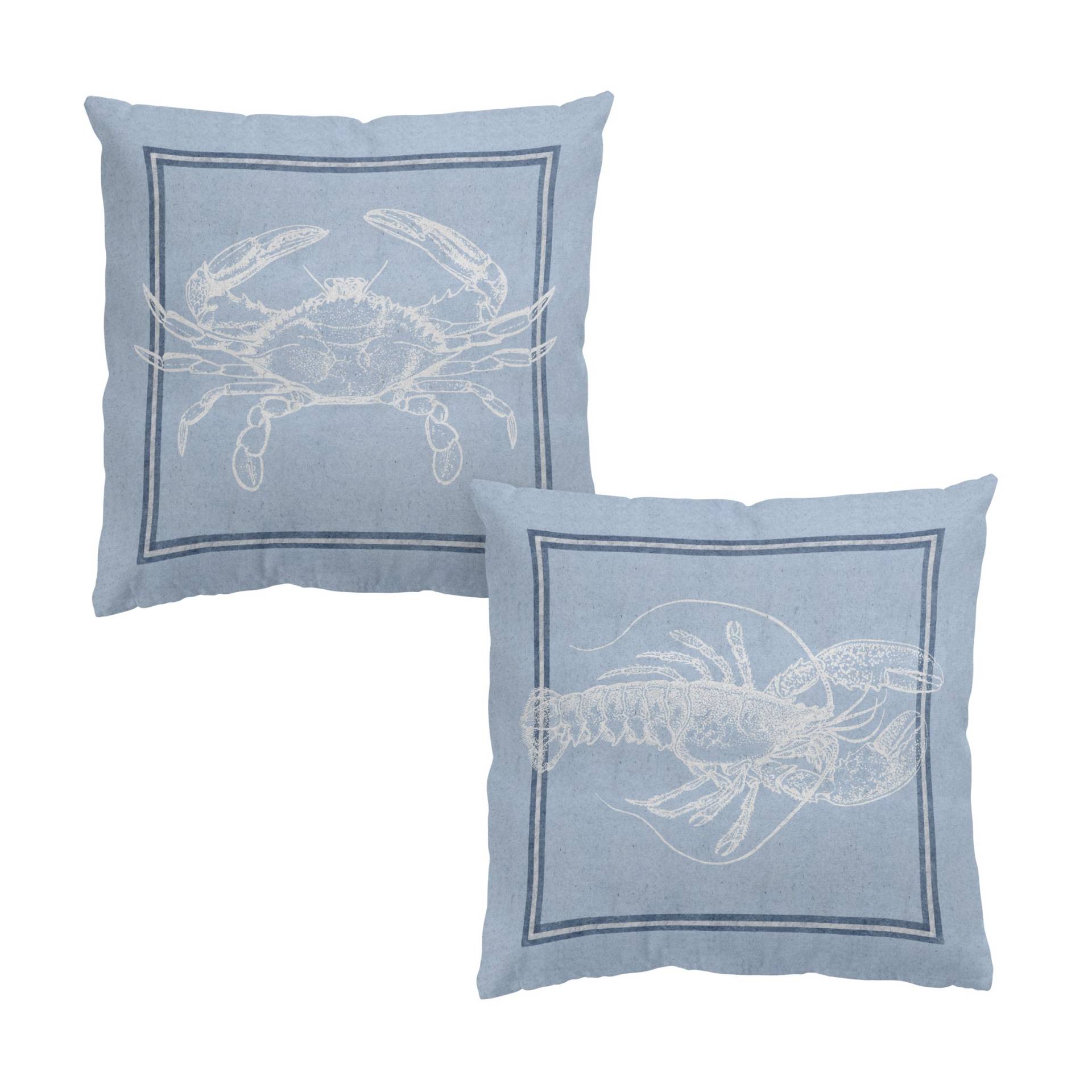 Dekokissen 2er Set Maritimes Krebs Duo Blau