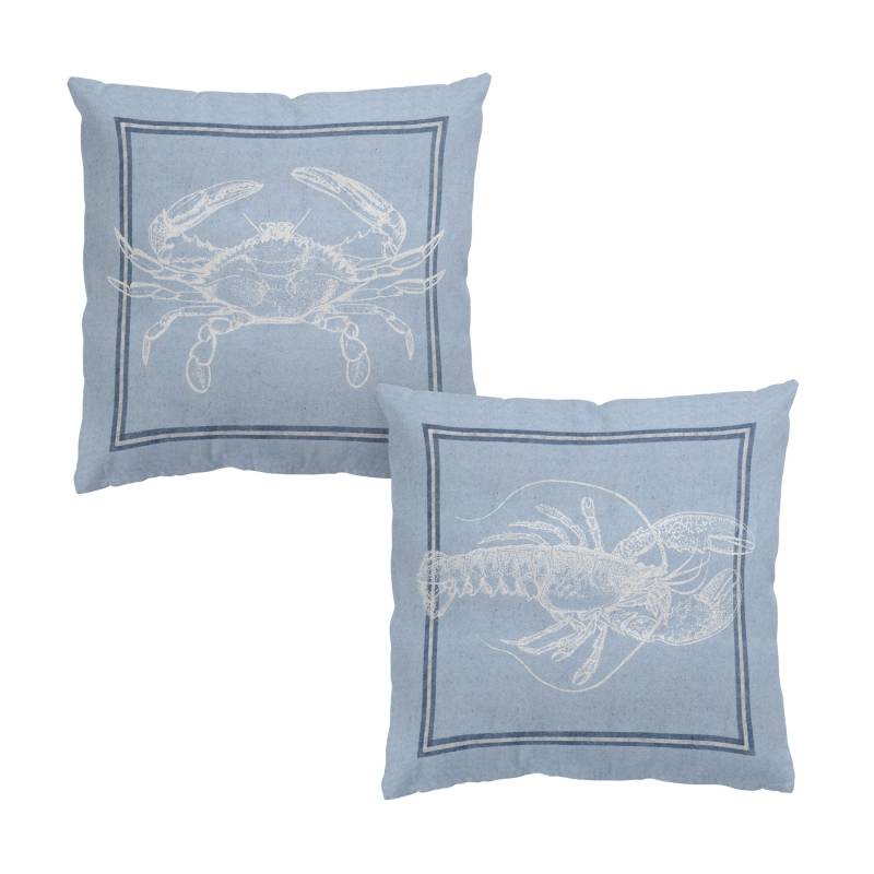 Dekokissen 2er Set Maritimes Krebs Duo Blau