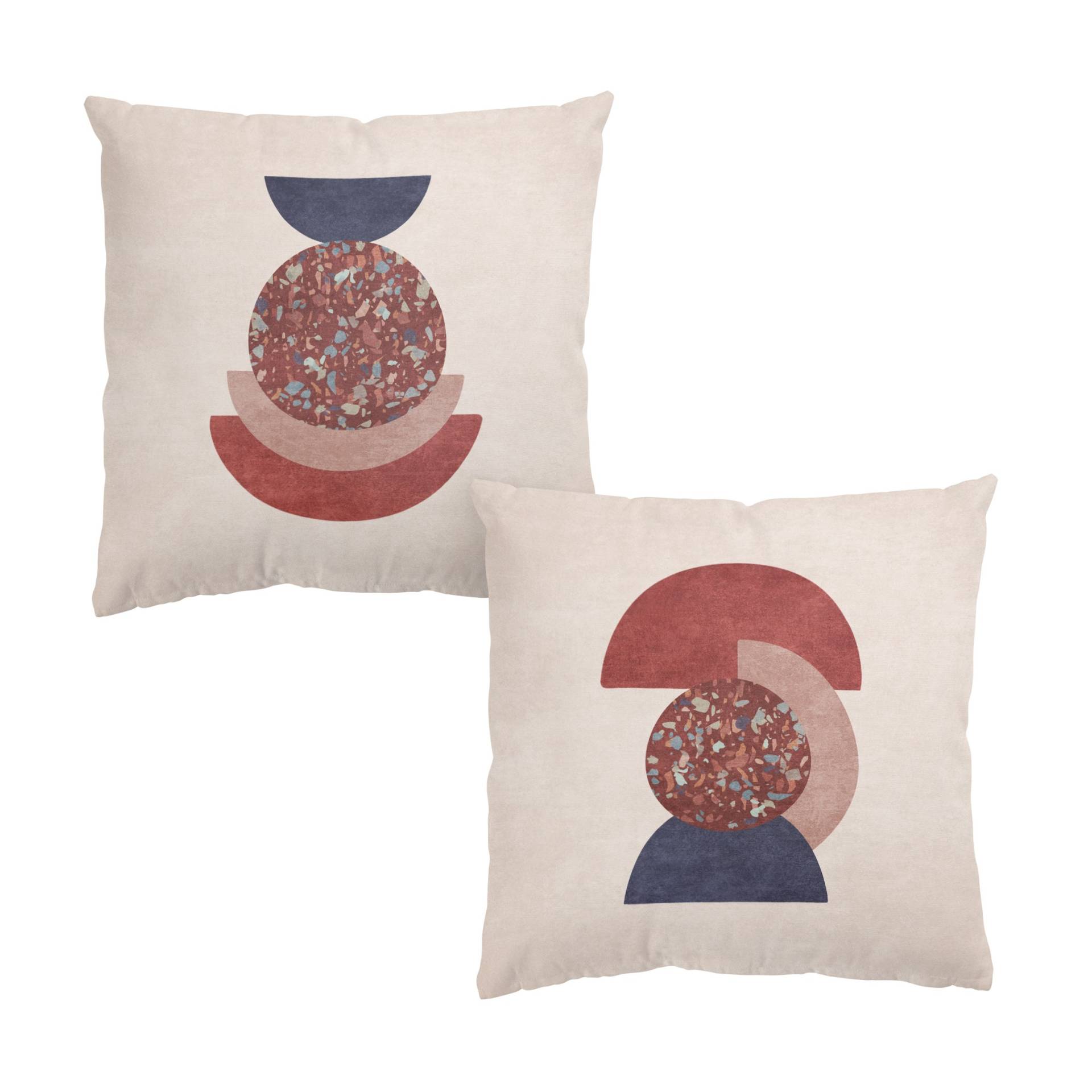 Dekokissen 2er Set Terrazzo Kreis Muster Duo