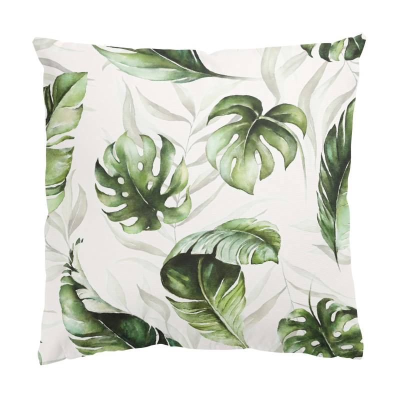 Dekokissen Aquarell Pflanzen Monstera und Palmenblatt