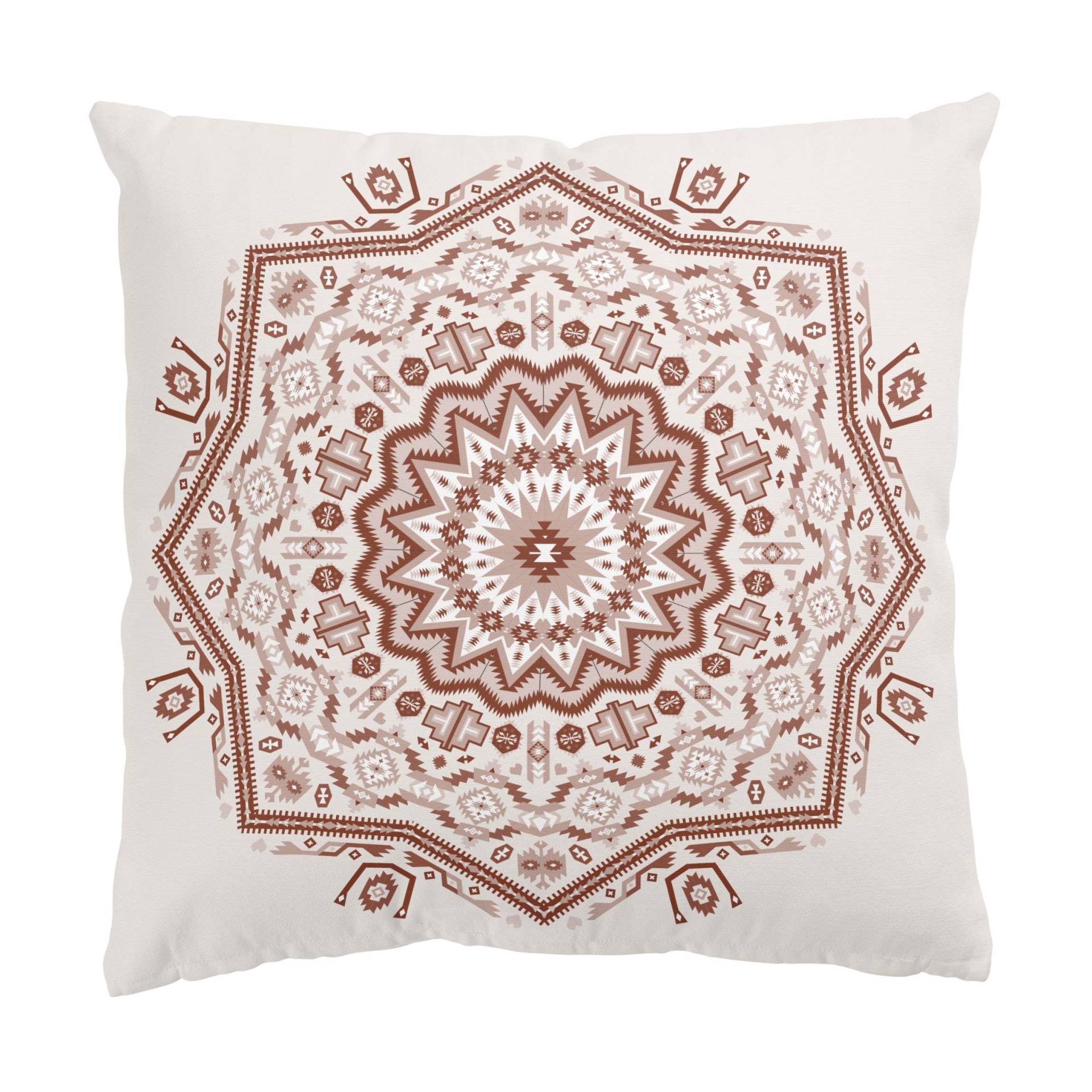 Dekokissen Azteken Boho Mandala in Kastanienbraun