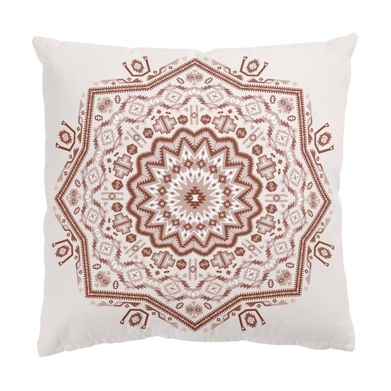 Dekokissen Azteken Boho Mandala in Kastanienbraun