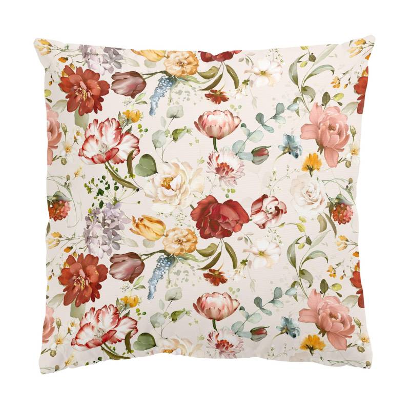 Dekokissen Blumen Aquarell Vintage Muster auf Beige