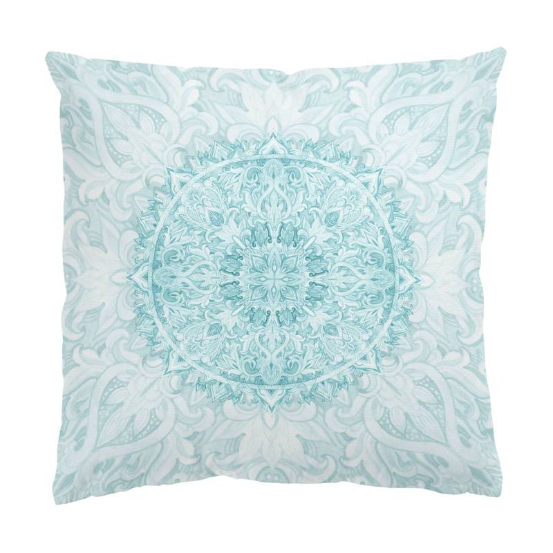 Dekokissen Mandala Aquarell Ornament türkis