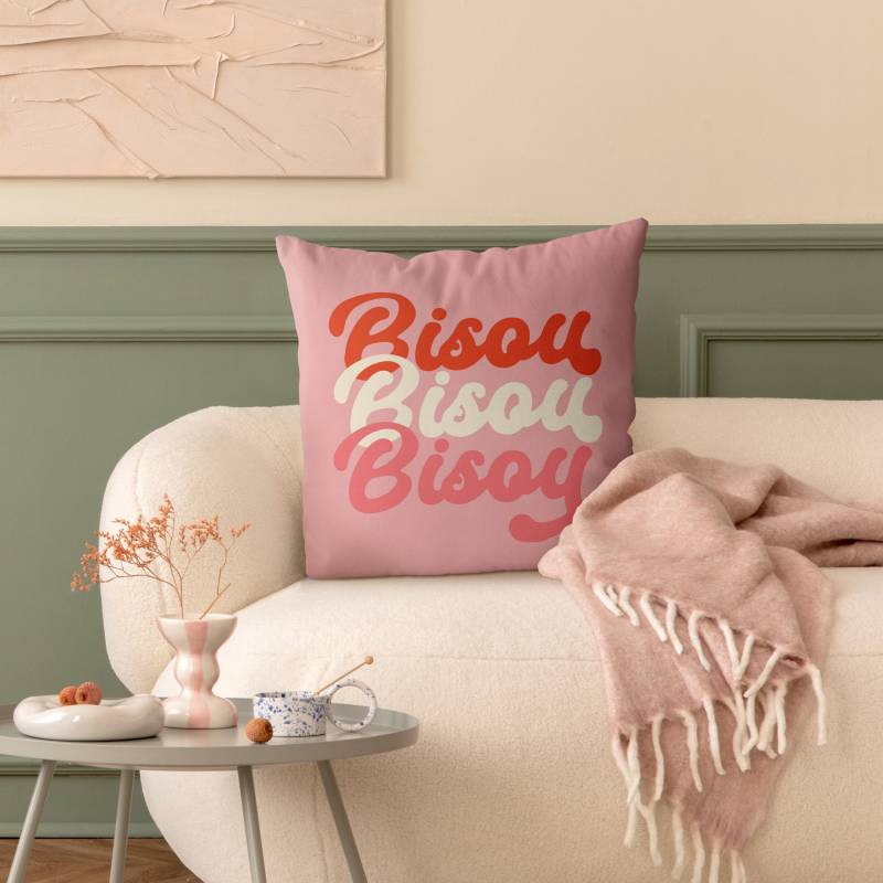 Dekokissen PopArt Typografie Bisou