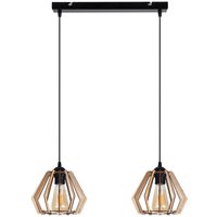 Dekorative Hängelampe Holz E27 2-flammig 50 cm lang von Belis