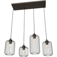 Dekorative Hängelampe Schwarz Metall 70 cm 4-flammig von Emibig