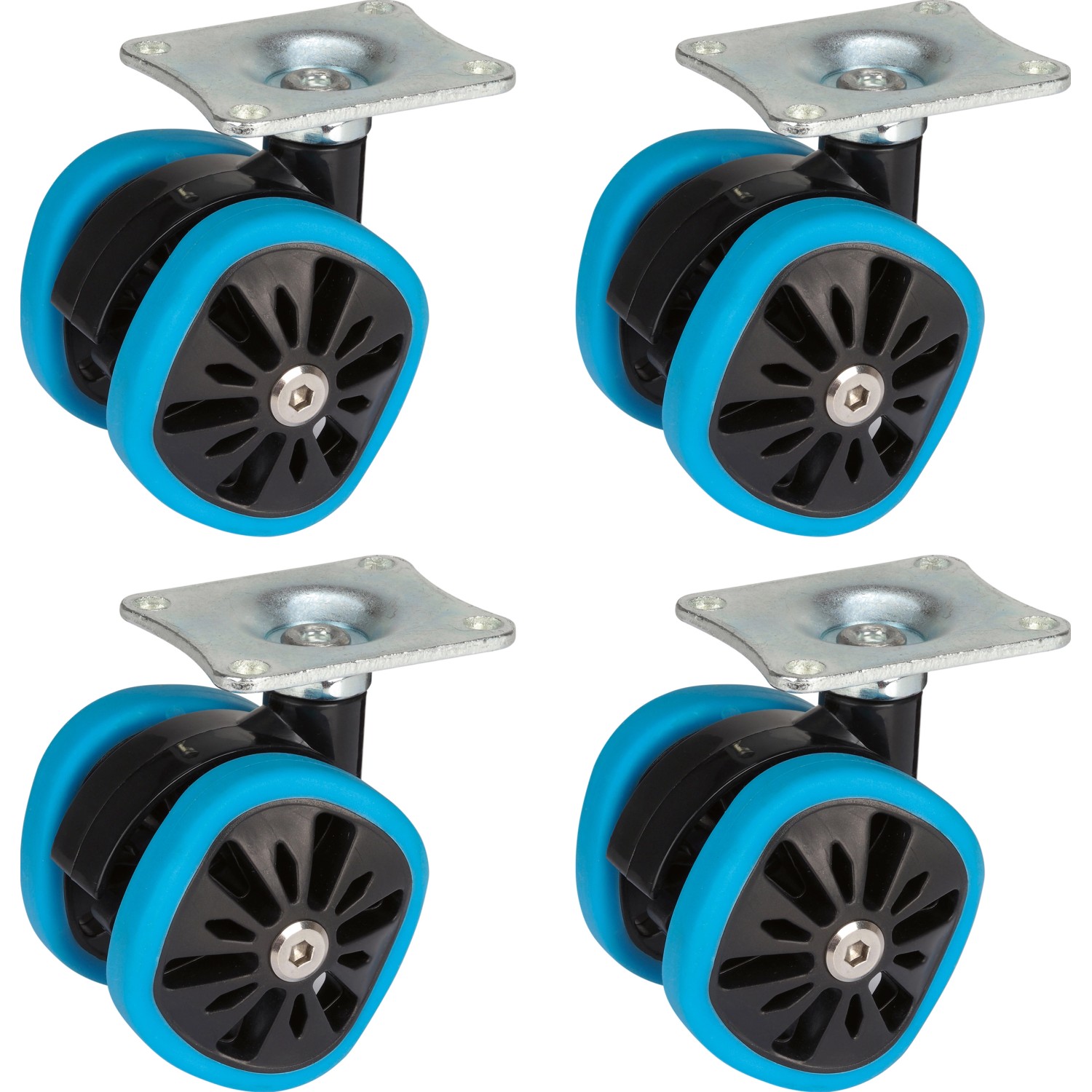 Design-Doppelrolle mit eckigem Rad Blau 4er-Set Design-Doppelrolle mit eckigem Rad Blau 4er-Set