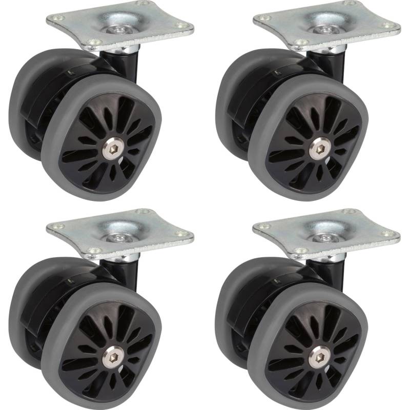 Design-Doppelrolle mit eckigem Rad Grau 4er-Set