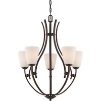Design Kronleuchter Esstisch mit Glas Schirm GENTLE von ELSTEAD