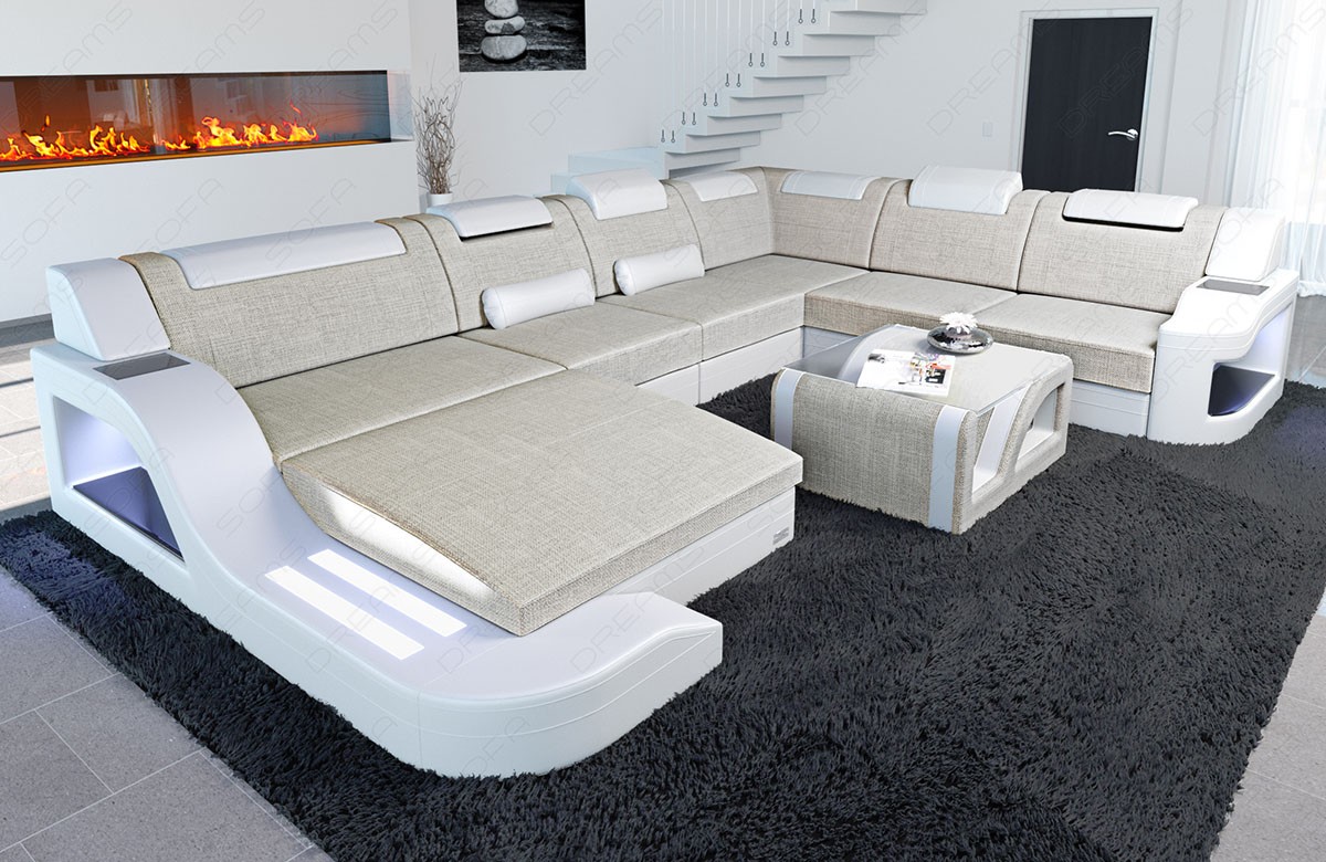 Designer Stoff-Wohnlandschaft Palermo XL LED
