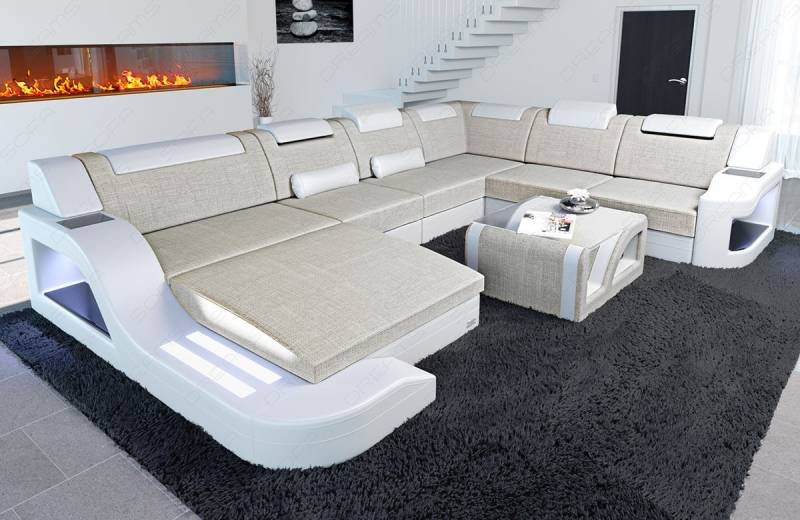 Designer Stoff-Wohnlandschaft Palermo XL LED
