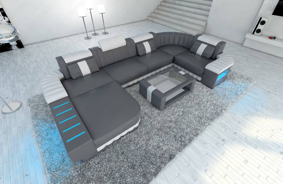 Designer Wohnlandschaft Bellagio U-Form mit LED