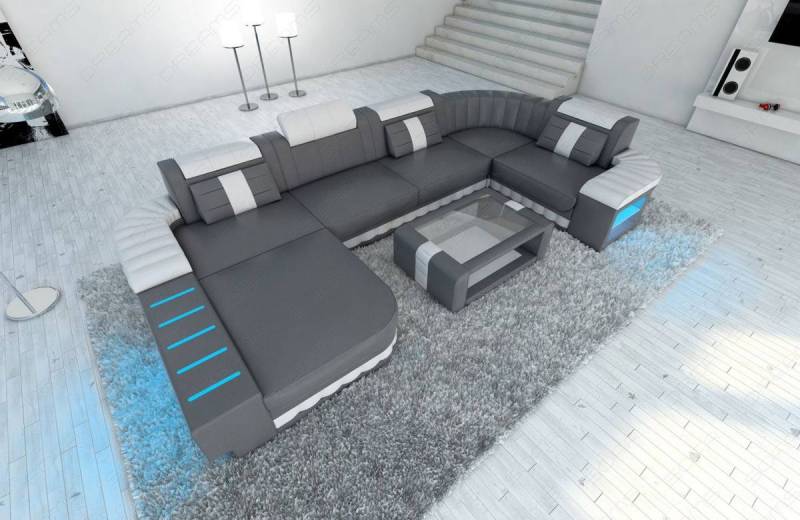 Designer Wohnlandschaft Bellagio U-Form mit LED
