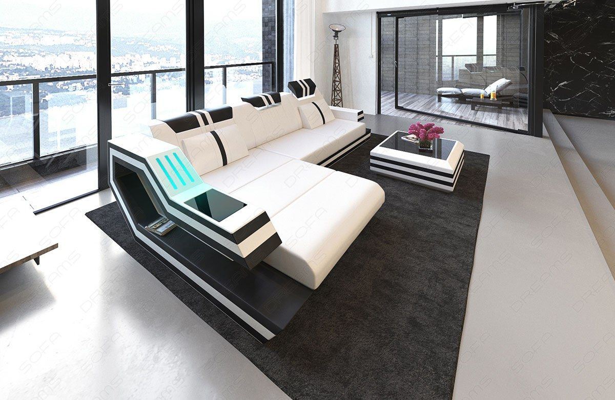 Designersofa Leder Ravenna L-Form mit LED