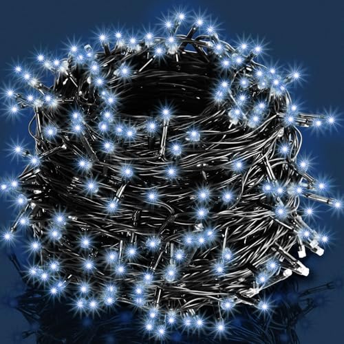 Deuba® Lichterkette 100 LED Außen mit Timer 8 verschiedene Leuchtmodi IP44 Dimmbar Batterie Weihnachten Innen Weihnachtslichterkette Beleuchtung Blau von Deuba