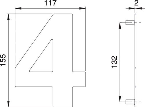 Dieckmann Hausnummer (Edelstahl matt / 150 mm Breite 117 mm) - 2504/0000/00