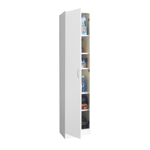 Dmora - 1-Tür Mehrzweckschrank Balabac, Multifunktionale Möbel, Schuhschrank, Besengarderobe, Made in Italy, 40x36h186 cm, Weiß Dmora - 1-Tür Mehrzweckschrank Balabac, Multifunktionale Möbel, Schuhschrank, Besengarderobe, Made in Italy, 40x36h186 cm, Weiß