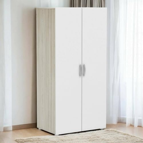 Dmora - 2-türiger MehrzweckschrankSeine, Multifunktionale Möbel, Schuhschrank, Besenschrank, 79x52 h166 cm, Eiche und Mattweiß Dmora - 2-türiger MehrzweckschrankSeine, Multifunktionale Möbel, Schuhschrank, Besenschrank, 79x52 h166 cm, Eiche und Mattweiß