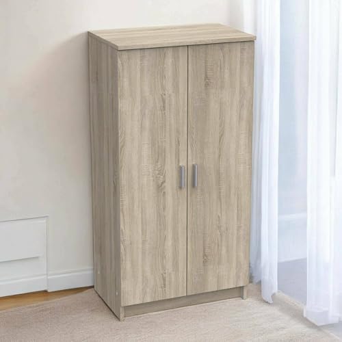 Dmora - 2-türiger MehrzweckschrankTarn, Multifunktionale Möbel, Schuhschrank, Besenschrank, 55x35 h108 cm, Eiche von Dmora