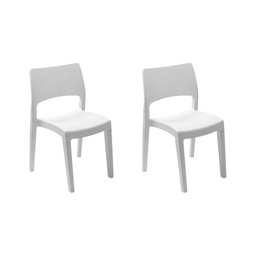 Dmora - 2er-Set Gartenstühle Tropea, Gartensitz, Für drinnen und draußen, Stapelbar, Made in Italy, 50x51 h82 cm, Weiß Dmora - 2er-Set Gartenstühle Tropea, Gartensitz, Für drinnen und draußen, Stapelbar, Made in Italy, 50x51 h82 cm, Weiß