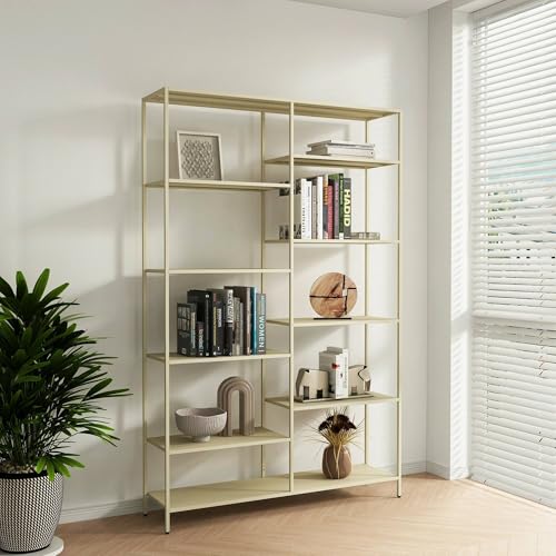 Dmora - Bücherregal Albicocca, Büroregal, Mobiler Buchhalter, Bücherbrett, 120x30 h188 cm, Sahne Dmora - Bücherregal Albicocca, Büroregal, Mobiler Buchhalter, Bücherbrett, 120x30 h188 cm, Sahne von Dmora