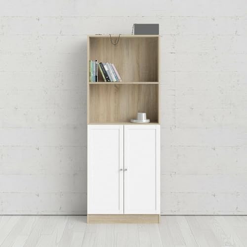Dmora - Bücherregal Anastasie, Büroregal, Mobiler Buchhalter, Bücherbrett, 79x28 h203 cm, Eiche und Weiß Dmora - Bücherregal Anastasie, Büroregal, Mobiler Buchhalter, Bücherbrett, 79x28 h203 cm, Eiche und Weiß von Dmora