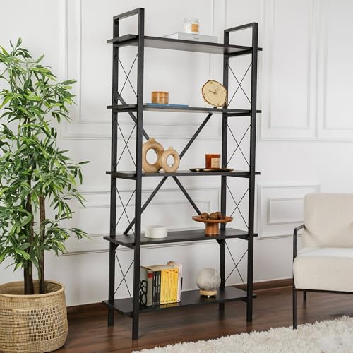 Dmora - Bücherregal Martone, Büroregal, Mobiler Buchhalter, Bücherbrett, 90x34 h180 cm, Schwarz Dmora - Bücherregal Martone, Büroregal, Mobiler Buchhalter, Bücherbrett, 90x34 h180 cm, Schwarz von Dmora