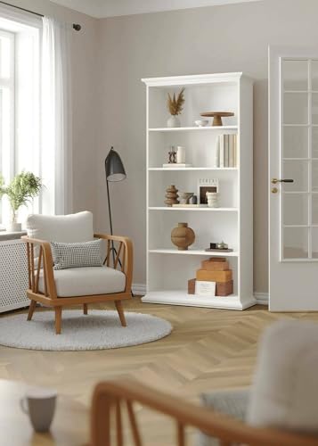 Dmora - Bücherregal Mireille, Büroregal, Mobiler Buchhalter, Bücherbrett, 96x37 h201 cm, Weiß Dmora - Bücherregal Mireille, Büroregal, Mobiler Buchhalter, Bücherbrett, 96x37 h201 cm, Weiß von Dmora