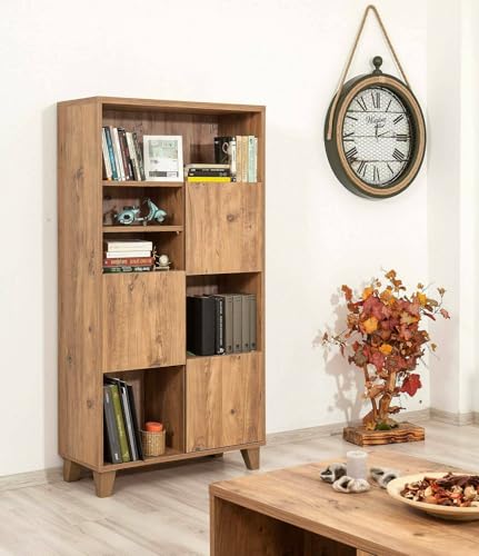 Dmora - Bücherregal Muscida, Büroregal, Mobiler Buchhalter, Bücherbrett, 80x36 h155 cm, Eiche Dmora - Bücherregal Muscida, Büroregal, Mobiler Buchhalter, Bücherbrett, 80x36 h155 cm, Eiche von Dmora