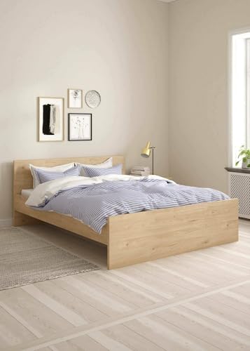 Dmora - Doppelbett Hortense, Struktur des Container-Betts, Sommier mit Verkleidung, Matratzenhalterstruktur, 207x166 h80 cm, helle Eiche