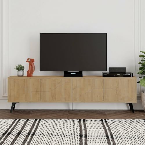 Dmora Mobile Porta TV Aljanah, Credenza da soggiorno, Armadio Basso per TV, Base parete attrezzata, 180x30 h50 cm, Quercia von Dmora