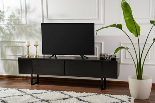 Dmora Mobile Porta TV Gussola, Credenza da soggiorno, Armadio Basso per TV, Base parete attrezzata, 180x30 h50 cm, Nero Dmora Mobile Porta TV Gussola, Credenza da soggiorno, Armadio Basso per TV, Base parete attrezzata, 180x30 h50 cm, Nero von Dmora