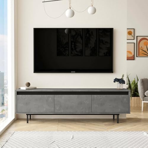 Dmora - Fernsehschrank Hydra, Ständer für Wohnzimmerfernseher, Niedriges Wohnzimmer-Sideboard, TV-Ständerbasis, 160x36 h45 cm, Silber und Schwarz Dmora - Fernsehschrank Hydra, Ständer für Wohnzimmerfernseher, Niedriges Wohnzimmer-Sideboard, TV-Ständerbasis, 160x36 h45 cm, Silber und Schwarz