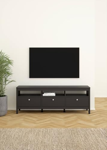 Dmora - Fernsehschrank Liliane, Ständer für Wohnzimmerfernseher, Niedriges Wohnzimmer-Sideboard, TV-Ständerbasis, 151x38 h54 cm, Schwarz Dmora - Fernsehschrank Liliane, Ständer für Wohnzimmerfernseher, Niedriges Wohnzimmer-Sideboard, TV-Ständerbasis, 151x38 h54 cm, Schwarz von Dmora