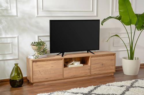 Dmora - Fernsehschrank Lovere, Ständer für Wohnzimmerfernseher, Niedriges Wohnzimmer-Sideboard, TV-Ständerbasis, 160x30 h42 cm, Kiefer von Dmora
