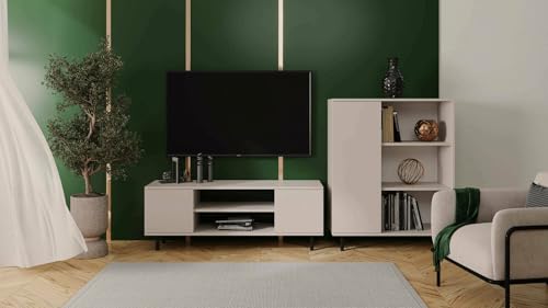 Dmora - Fernsehschrank Zamosc, Ständer für Wohnzimmerfernseher, Niedriges Wohnzimmer-Sideboard, TV-Ständerbasis, 48x155 h40 cm, Beige Dmora - Fernsehschrank Zamosc, Ständer für Wohnzimmerfernseher, Niedriges Wohnzimmer-Sideboard, TV-Ständerbasis, 48x155 h40 cm, Beige