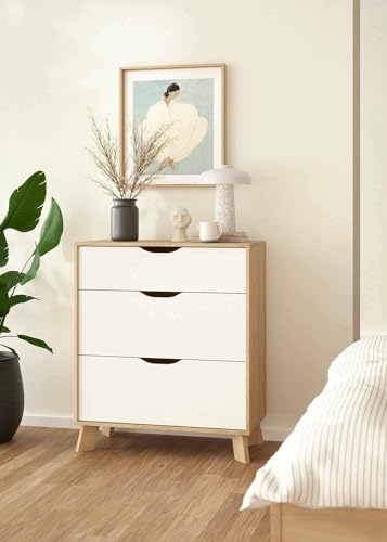 Dmora - Kommode Deirdre, Mehrzweckkommode, Schlafzimmerkommode, Schrank mit Schubladen, 79x40 h92 cm, Eiche und Weiß Dmora - Kommode Deirdre, Mehrzweckkommode, Schlafzimmerkommode, Schrank mit Schubladen, 79x40 h92 cm, Eiche und Weiß