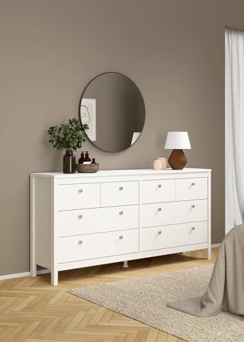 Dmora - Kommode Josette, Wohnzimmerbuffet, Wohnzimmer-Sideboard, Moderne Küchen-Speisekammer, 160x38 h80 cm, Weiß von Dmora