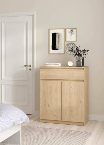 Dmora - Kommode Julienne, Wohnzimmerbuffet, Wohnzimmer-Sideboard, Moderne Küchen-Speisekammer, 80x40 h100 cm, Eiche Dmora - Kommode Julienne, Wohnzimmerbuffet, Wohnzimmer-Sideboard, Moderne Küchen-Speisekammer, 80x40 h100 cm, Eiche