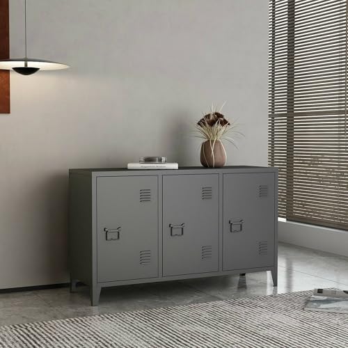 Dmora - Kommode Mora, Wohnzimmerbuffet, Wohnzimmer-Sideboard, Moderne Küchen-Speisekammer, 120x40 h73 cm, Schiefer von Dmora