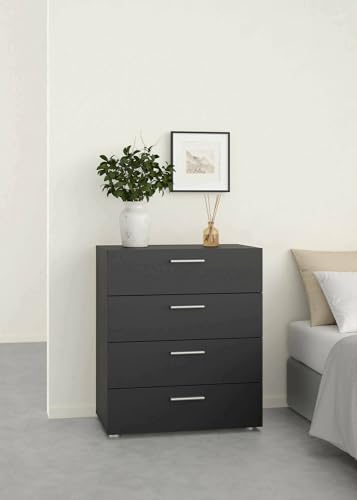 Dmora - Kommode Nina, Mehrzweckkommode, Schlafzimmerkommode, Schrank mit Schubladen, 70x40 h82 cm, Schwarz