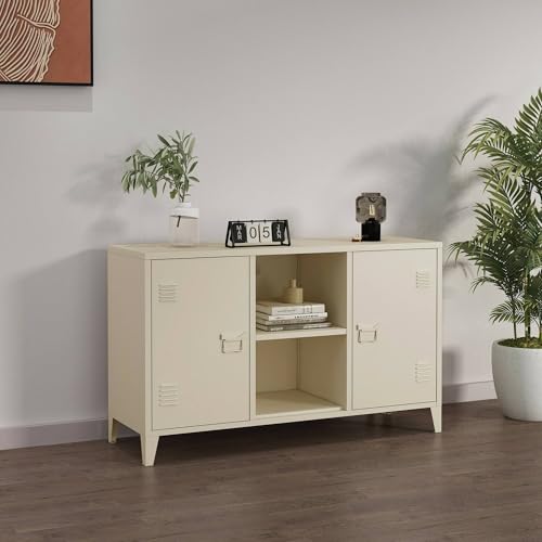 Dmora - Kommode Ribes, Wohnzimmerbuffet, Wohnzimmer-Sideboard, Moderne Küchen-Speisekammer, 120x40 h73 cm, Sahne Dmora - Kommode Ribes, Wohnzimmerbuffet, Wohnzimmer-Sideboard, Moderne Küchen-Speisekammer, 120x40 h73 cm, Sahne von Dmora
