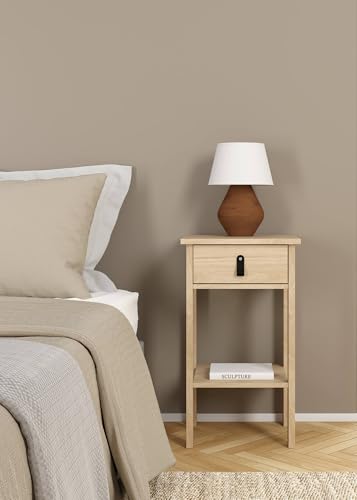 Dmora - Nachttisch Maxine, Niedrige Kommode, Tisch, Multifunktionaler Nachttisch, 40x34 h70 cm, Eiche von Dmora