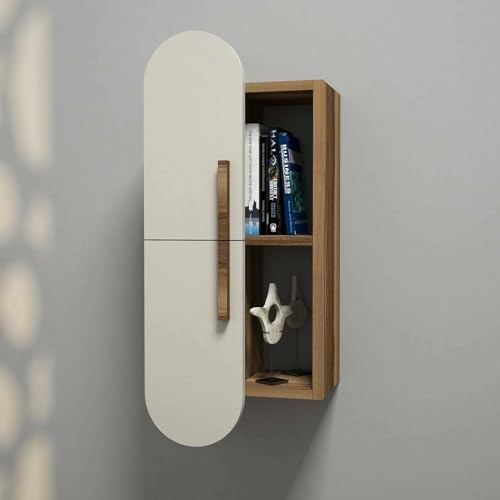 Dmora - Regal Praesepe, Gestell, Wandregal, Mehrzweckregale, 35x22 h60 cm, Walnuss und Creme Dmora - Regal Praesepe, Gestell, Wandregal, Mehrzweckregale, 35x22 h60 cm, Walnuss und Creme