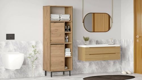 Dmora Mobile colonna Mimas, Pensile bagno o cucina, Armadio Alto multifunzione, Mobiletto multiuso, 160x36 h45 cm, Noce Dmora Mobile colonna Mimas, Pensile bagno o cucina, Armadio Alto multifunzione, Mobiletto multiuso, 160x36 h45 cm, Noce von Dmora