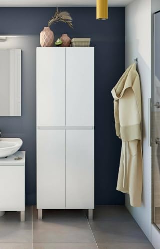 Dmora - Säulenschrank Sarasota, Schrank für Badezimmer oder Küche, Multifunktionaler Hochschrank, Mehrzweckschrank, 60x35 h182 cm, Glänzendes Weiß Dmora - Säulenschrank Sarasota, Schrank für Badezimmer oder Küche, Multifunktionaler Hochschrank, Mehrzweckschrank, 60x35 h182 cm, Glänzendes Weiß von Dmora