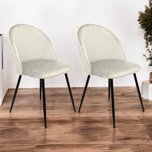 Dmora - Satz mit 2 Stühlen Stinson, Sessel mit Samtbezug, gepolsterter Esszimmerstuhl, Besprechungssitz, 51 x 54 x 82 cm, Elfenbein Dmora - Satz mit 2 Stühlen Stinson, Sessel mit Samtbezug, gepolsterter Esszimmerstuhl, Besprechungssitz, 51 x 54 x 82 cm, Elfenbein