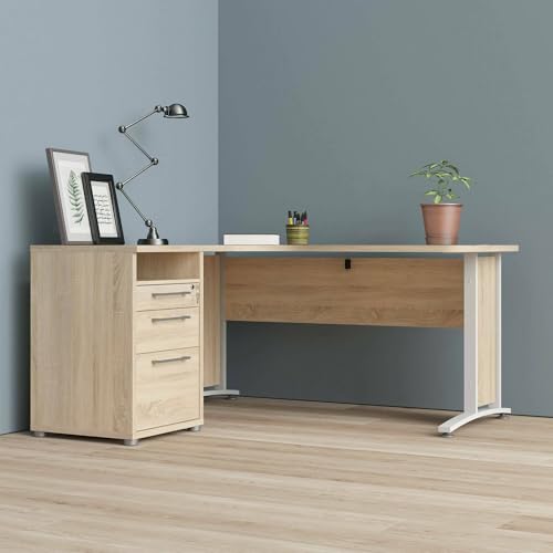 Dmora - Schreibtisch Aimee, Mehrzweckschreibtisch, Bürotisch für PC, Eckschreibtisch, 159x151 h75 cm, Eiche und Weiß Dmora - Schreibtisch Aimee, Mehrzweckschreibtisch, Bürotisch für PC, Eckschreibtisch, 159x151 h75 cm, Eiche und Weiß